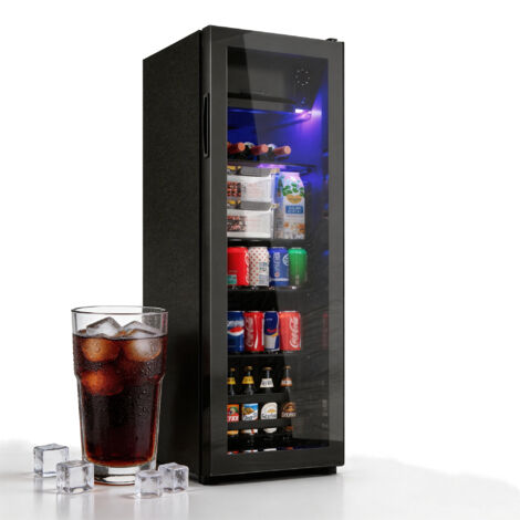 Mini Frigo - Réfrigérateur 128L - Frigo à Boissons - Avec Congélateur 8L - 94 Canettes - Silencieux 43dB - Éclairage LED Bleue - Pose Libre