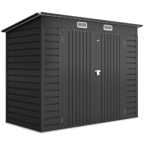 Abri de Jardin en Métal - Cabanon de Rangement Extérieur - Remise à Outils - 249 x 121 x 183 cm - Double Porte - Gris (1/5)