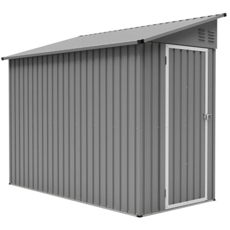 Abri de Jardin en Métal - Remise de Jardin - Abri de Jardin Adossable 242x124 cm - Acier Galvanisé - Porte Verrouillable - Gris Anthracite