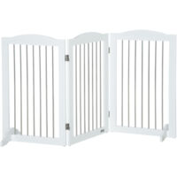 Barrière de Sécurité pour Chien - Grille de Protection Pliable 3 Panneaux - Barrière d’Escalier Autoportante - Blanche 154 x 30 x 80 cm