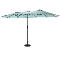 Parasol de Jardin XXL – Parasol Double Face 4,6 m – Grand Parasol Rectangulaire avec Manivelle – 12 Baleines en Acier – Vert Clair