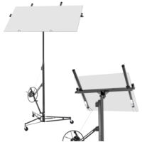Lève-Plaque - Lève-Placo Pliable - Lève-Panneau en Acier 68 kg - Hauteur Réglable 180-470 cm - Inclinable 60° - 3 Roues avec Frein - Gris