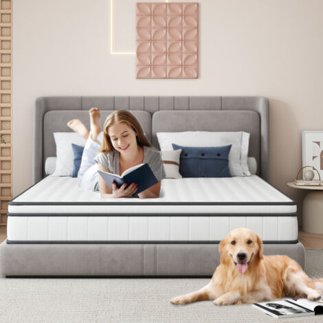 Matelas 90x200 cm, Épaisseur 25cm, Hybride Matelas en Mousse à mémoire de Forme à Ressorts ensachés Indépendants, H3 H4 Moyenne Ferme, Durable, Soutien Parfait