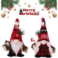 2 poupées gnome Noël sans visage en peluche, décoration table, étagère et photo mignonne