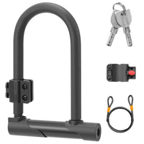 Antivol en U pour vélo avec câble, support et anneau de verrouillage (1/5)