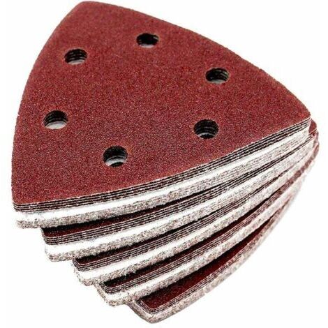 Disques abrasifs Velcro  Triangles de ponçage delta  25 pièces  6 trous  90 x 90 x 90 mm  Grain 40  pour ponceuses delta  Feuilles de ponçage  Patins de ponçage triangulaires  Papier de ponçage
