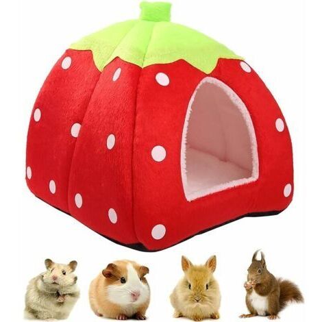 Petite Maison d'hiver pour Animaux de Compagnie, lit de nid Chaud aux Fraises Multifonctions, Sac de Couchage antidérapant pour Hamster cobaye hérisson écureuil hérisson (1/5)
