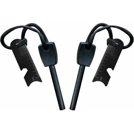 Pierre à Feu de Survie,Allume Feu avec Grattoir, Waterproof, 10,000 Etincels à 3,000 Degrés, Barre 8 mm, Fire Steel en Magnesium - Fire Starter,Lanière de Cou,Grattoir Multi-Outils(2 pièces) Cisea (1/5)
