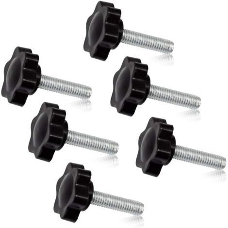 Lot de 6 boutons à vis de serrage M6 x 25 en forme de tête hexagonale moletée à filetage mâle Filetage métrique (1/5)