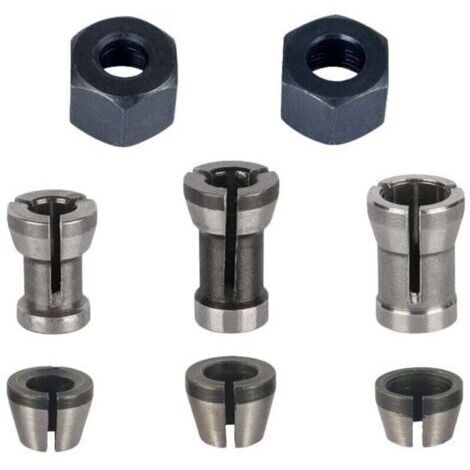 Mandrin de Fraiseuse - Lot de 8, Collet Mandrin Affleureuse (6 mm, 6.35 mm, 8 mm), Pince de Serrage Defonceuse (1/4)