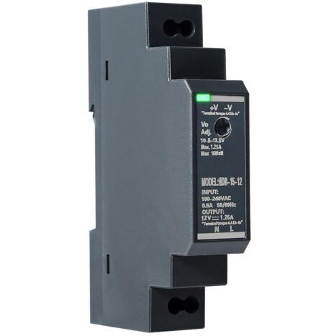 Alimentation sur Rail DIN, AC vers DC, HDR 15W 12V1.25A Alimentation sur Rail DIN Transformateur d'alimentation à découpage AC100V 240V Entrée DC12V