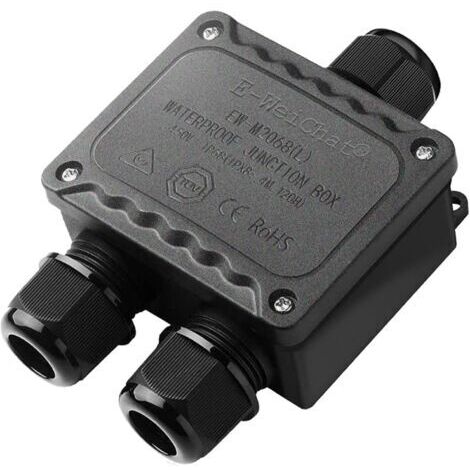 Boîte de dérivation étanche IP68 3 voies pour l'extérieur avec presse étoupes M25 pour petit boîtier électrique noir de Ø4mm Ø14mm de diamètre (1/5)