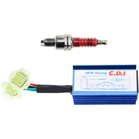 Kit d'allumage CDI haute performance à 6 broches AC avec jeu de bougies, compatible avec les véhicules tout-terrain, scooters et motos tout-terrain GY6 50cc, 150cc et 250cc, améliorant les performance (1/5)