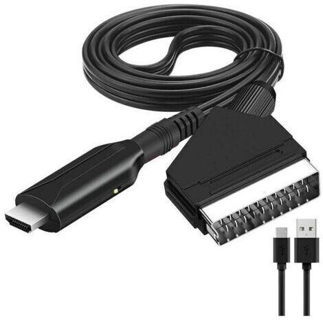 Adaptateur Péritel vers HDMI - Convertisseur Péritel vers HDMI avec câble HDMI - Scart vers Hdmi Convertisseur - Pour Full HD TV 720P/1080P - Audio Vidéo pour Lecteur DVD Sky Blu-Ray STB VHS Xbox PS3