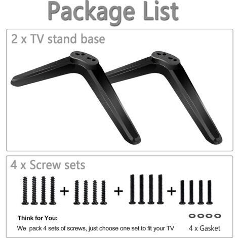 Pied TV Universel pour TCL Support TV avec Jeu Vis et Patins Antidérapants ABS Pied de Tele Compatible avec la Plupart des Téléviseurs de 32 à 55 Pouces Espacement, Comprend des accessoires de vis (1/5)