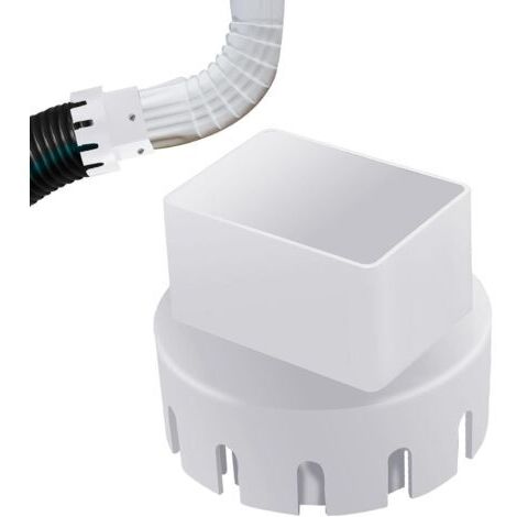 Adaptateur de drainage de gouttière - Raccord de soins de pluie carré à rond, extension d'eau de pluie extérieure Convient aux tuyaux d'évacuation en PVC de 3 ou 4 pouces, compatible (1/5)