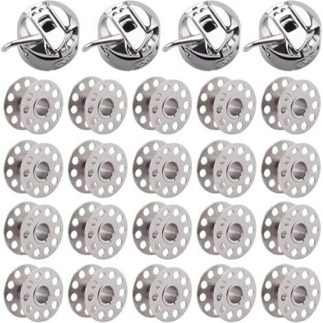 Métal Boîtier Canette,4 Pièces Boîte à Canette pour Machine à Coudre,20 Pièces Bobine en Métal,Compatible pour Singer Janome Brother Machine à Coudre Domestique Standard D'artisanat