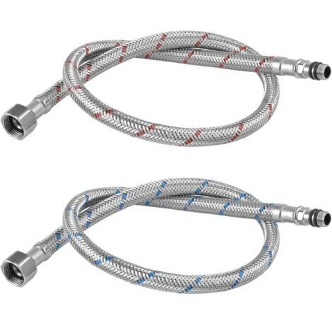 Lot de 2 tuyaux de raccordement - G3/8 x M10 - Rallonge de tuyau de raccordement - 60 cm - En acier inoxydable - Pour robinet mitigeur