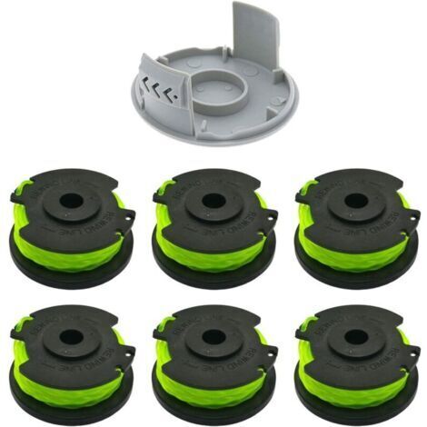 Bobine de remplacement pour brosse Ryobi RAC142 36V, accessoire pour tondeuse, bobine de remplacement pour tondeuse, pour brosses radio RLT36B33 et RY36LT33A-0 (6 bobines + 1 capuchon)