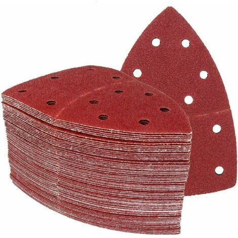 Prio-Triangles de Ponçage │60 pièces │ 11 trous │ 105 x 152 mm │ Mixpack (10 x grain 40/60/80/120/180/240 chacun) │ pour ponceuses multiples │ Feuilles Abrasives │ Papier Abrasif,