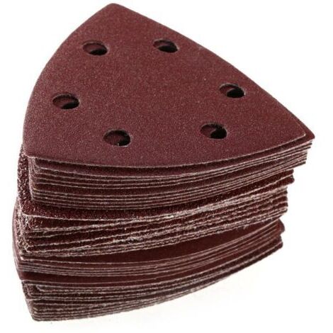 100PCS Triangle Disques à poncer Papier abrasif 6 Trou Grit 40/60/80/120/240--