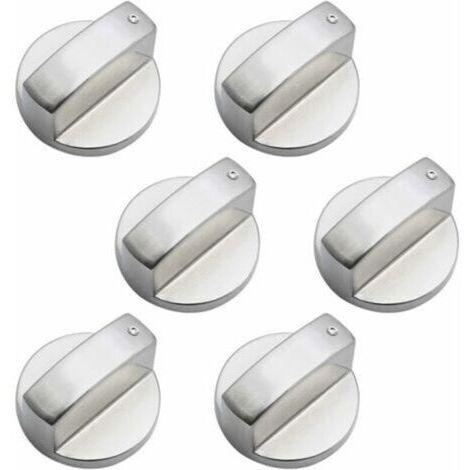 Boutons de Gaz 6mm Boutons de Commande Universels en Métal Bouton Universels Bouton de Poêle Argent Gaz Poêle Boutons pour Four Et Cuisinière à Gaz 6 Pièces
