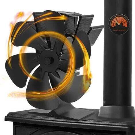 Randaco Ventilateur de poêle sans électricité Autres accessoires de cheminée Poêle Souffleur pour cheminée avec thermomètre (1/4)