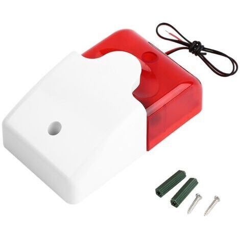 Sirène stroboscopique miniature filaire 12 V 110 dB avec lumière rouge et son, idéale pour la sécurité des habitations, commerces et entrepôts. Système d'alarme domestique. (1/5)