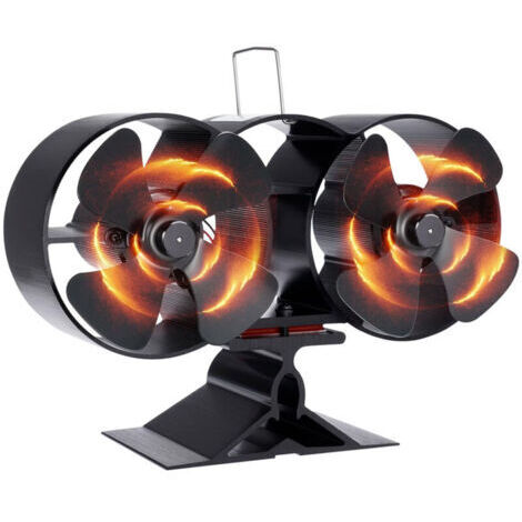 Ventilateur Poele à bois Double Moteur à Double Tête,Démarrage à Basse Température, Ventilateur de Poêle à bois Respectueux de l'environnement et à Faible Bruit,pour Poêle à Bois/Cheminée