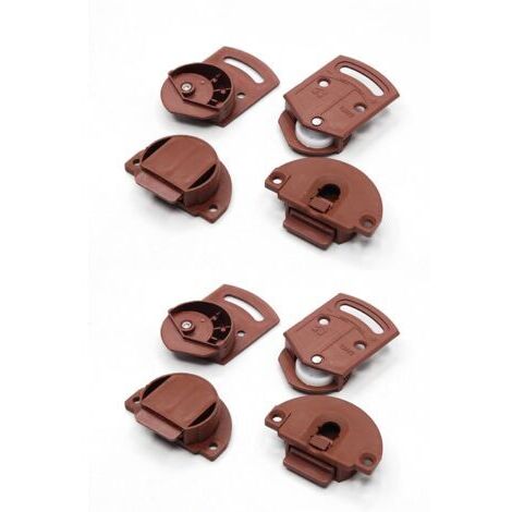 Lot De 4 Paires (8 Unités) Avec Guide Rail En Plastique Brun. Roulette Placard Porte Coulissante Armoire. Système Coulissant Intégré Pour Meuble Encastré