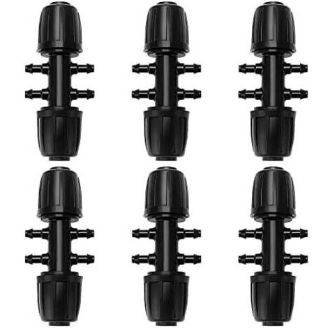 CSPARKV 10x2.7cm 6-Voies Raccord de Tuyau D'Irrigation, Connecteur d'Irrigation Goutte à Goutte à 6-Voies pour Jardin, Pelouse, Noir (1/5)