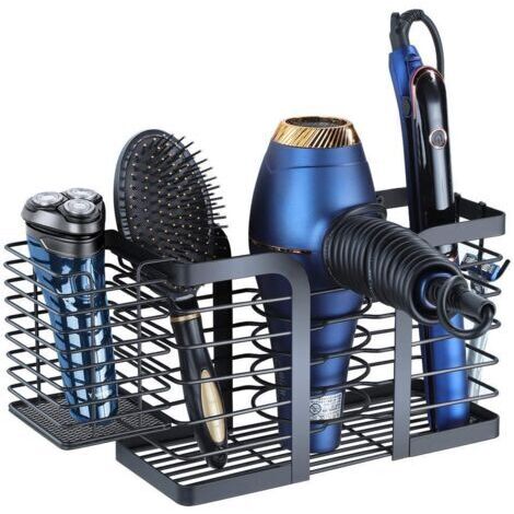 CSPARKV Support pour sèche-cheveux - Support de rangement pour sèche-cheveux, fer à friser et brosse - Noir