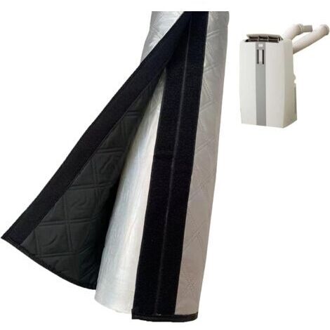 Protection pour Tuyau Climatiseur, Tuyau Isolée Pour Climatiseurs Portable, Housse Protection Pour T-uyau Évacuation C-limatiseur Mobile 5"&5.9", Anti-poussière Et Lavable (Silver Black)