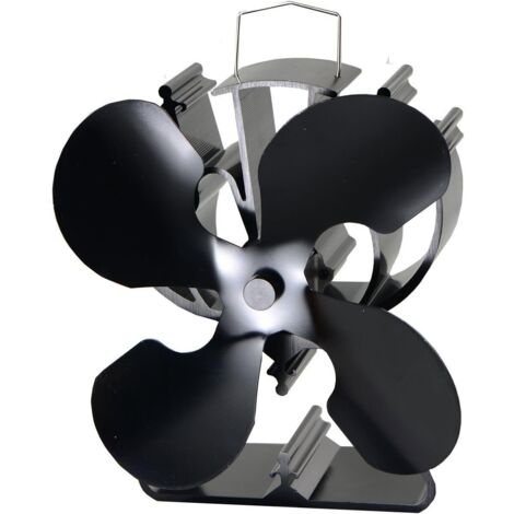Ventilateur de poêle à énergie thermique à 4 pales pour poêles à bois/à bûches/cheminées, 80 % d'air chaud en plus que les ventilateurs à 2 pales (1/4)