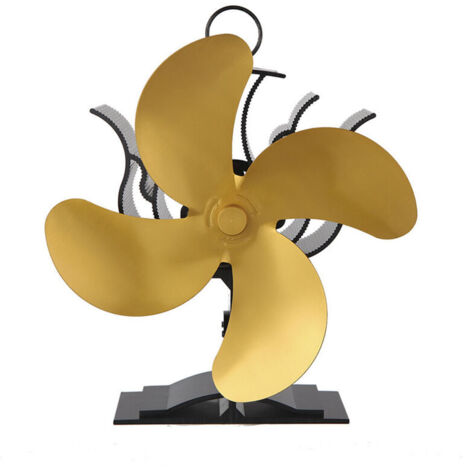 Ventilateur de Cheminée, Silencieux et Écologique, Circulation Thermique Domestique - Jaune 4 Pales (1/4)