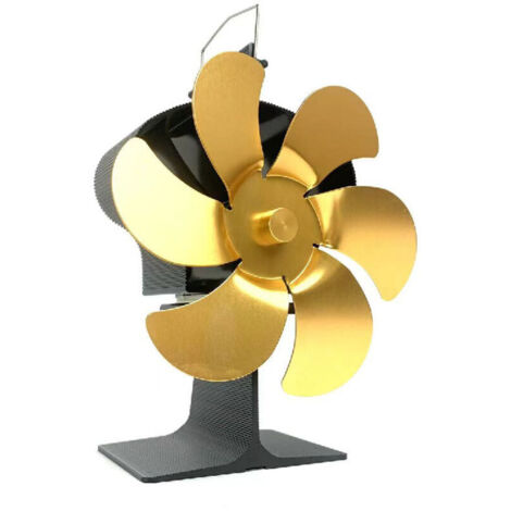 Ventilateur de poêle à bois – Ventilateur de cheminée à énergie thermique à 6 pales – Ventilateur silencieux pour poêle à bois/cheminée (or) (1/4)