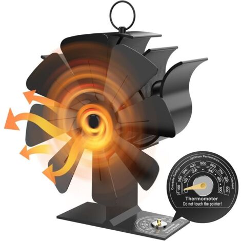 Ventilateur de cheminée, ventilateur de poêle à bois à 8 pales, fonctionnement silencieux, brûleur à bois écologique et efficace (1/4)