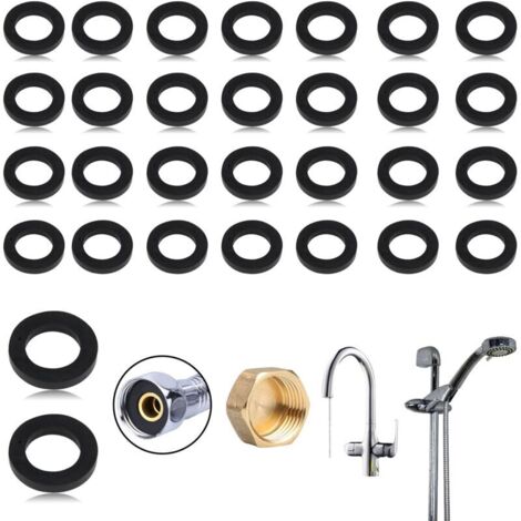 30 Joints Rondelle Caoutchouc 1/2" Pouceou 3/4" Pouce joint Caoutchouc Rond joint Robinet pour Joint Torique pommeau de douche,Douchette Douche Salle de Bain de Tuyau de Douche (Noir,1/2")