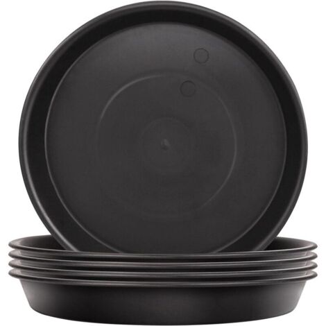 Lot de 5 soucoupes pour pots de fleurs noires, plateaux de protection pour plantes (1/5)