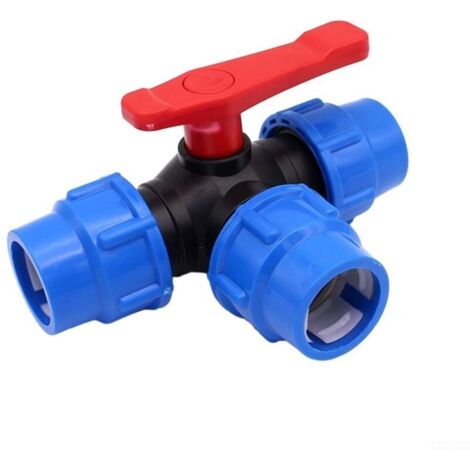 Valve à bille 3 voies 20/25/32/40/50 mm en plastique PE Valve à boisseau sphérique Contrôle pratique du débit d'eau (20 mm) (1/5)