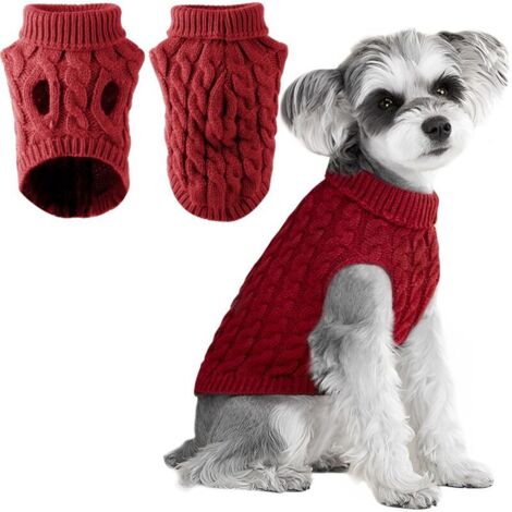 Pull pour Chien à Tricoter, Pull-Overs pour Pull, Pull Chaud Pull Tricots Outwear, Vêtements d'hiver pour Chiens,Taille Bouledogue Français, Chihuahua Manteau Teckel Vetement (Rouge, XL) (1/5)
