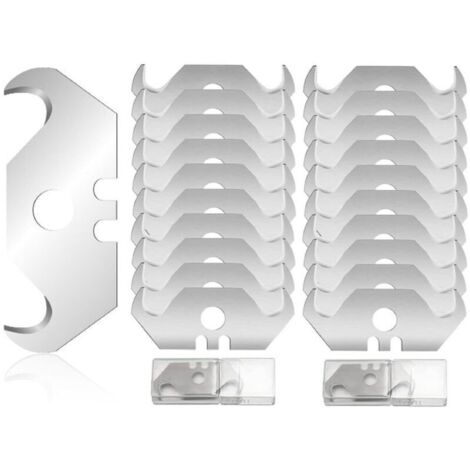 Lames à Crochets, Lame Cutter, Acier Lames Trapèzes, 20PCS Lames à Crochet pour Cutters Lames à Crochet Trapézoïdales Rechange de Lame pour Couper Adaptées aux Cutters et Couteaux Universels (1/5)