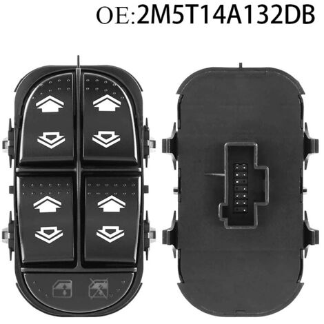 2M5T-14A132-DB Interrupteur de lève-vitre de voiture, un interrupteur de régulateur de lève-vitre de voiture adapté à la Ford Focus, contrôle la montée et la descente des vitres électriques. (1/4)