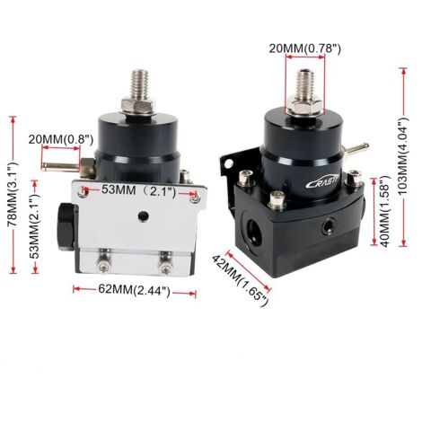 Régulateur de pression de carburant AN6 universel pour turbocompresseur avec connecteur, un ensemble de régulateur de pression de carburant AN6 avec manomètre, modification universelle pour turbocompr (1/4)