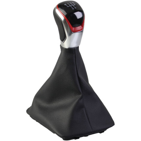 Compatible avec les Skoda Octavia 2, A5 et A6 (2004-2012). Pommeau de levier de vitesses rouge à 6 rapports, vendu à l'unité. Pièce de rechange d'origine pour Octavia 2. (1/4)