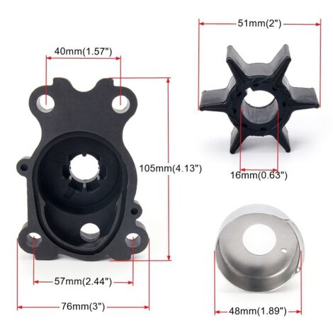 Kit de réparation de turbine de pompe à eau marine 66T-W0078-01-00 pour Yamaha Stroke Outer Plate 21214596/21214599 (TC058) : un kit pour la réparation de la turbine d'une pompe à eau marine 21214596/ (1/4)