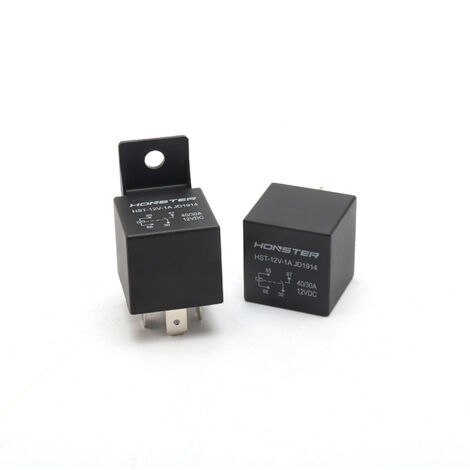 Relais automobile 40 A/30 A 12 V à quatre broches avec dossier en plastique. Modèle 40/30 A avec dossier en plastique. (1/4)