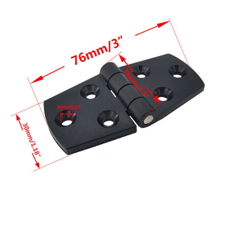 Charnières en plastique noir marin, petites charnières, fixations en nylon pour applications marines, yachts et camping-cars, longueur 76 mmCharnière pliante sans goupille, bande de 38 mm de large, ny (1/3)