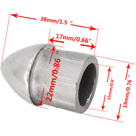 Bouchons de tuyaux en acier inoxydable 316 22/25 mm, accessoires de protection solaire pour yachts, bouchons décoratifs en acier inoxydable poli miroir 22 mm pour étanchéité des extrémités de tuyaux (1/3)