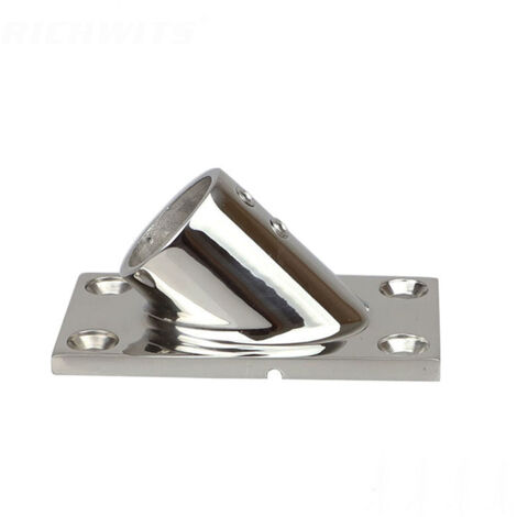 Embase d'accoudoir tubulaire carrée de 22/25 mm en acier inoxydable moulé à 45°, accessoires d'accastillage pour la marine et le yachting, embase d'accoudoir tubulaire carrée de 25 mm en acier inoxyda (1/3)